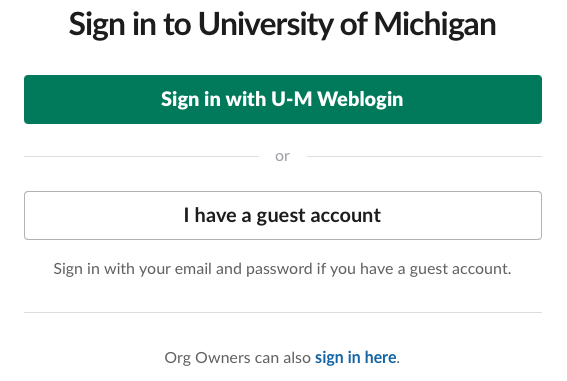 U-M Slack sign in