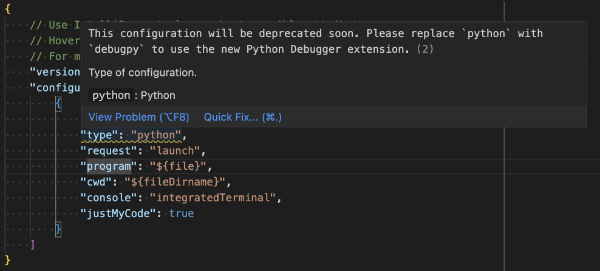 Debugger deprecation notice