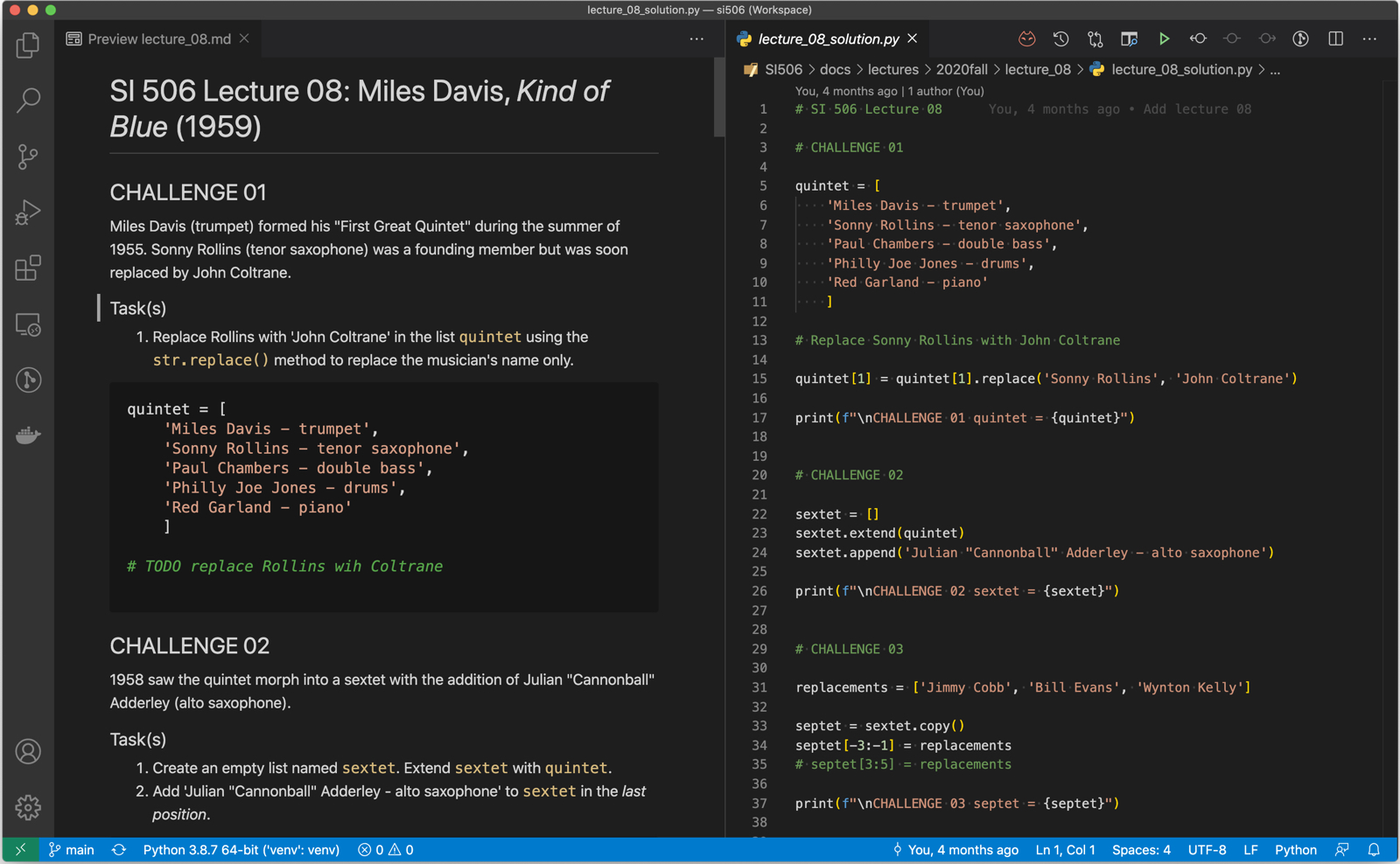 SI 506 Lecture 08 Challenge in VS Code