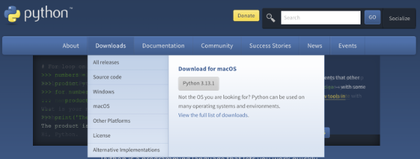 Download Python from the Python Software Foundation