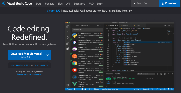 VS Code home page