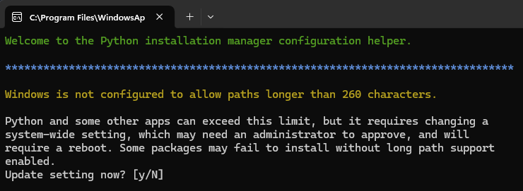 Windows Terminal allow long paths
