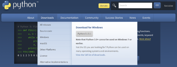 Download Python from the Python Software Foundation